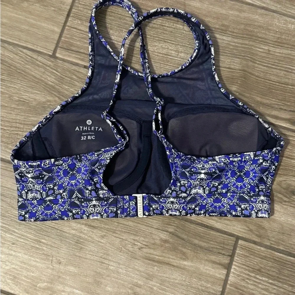 Athleta High Neck Criss Cross Back Swim Top Underwire Boho Beach Women's 32 B/C